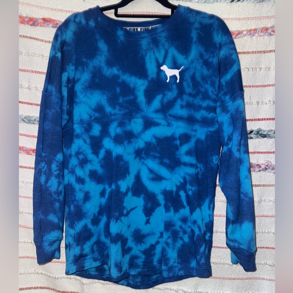 Victoria's Secret Blue Tie-Dye Crew Sweatshirt -‎ runs like a medium